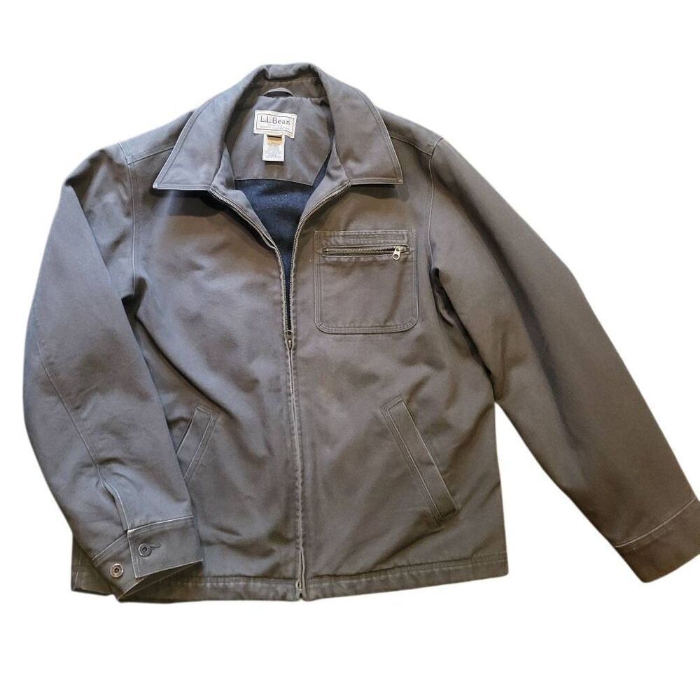 L.L. Bean Jacket Men's Large Green Katahdin Iron Works Canvas Work Chore Detroit